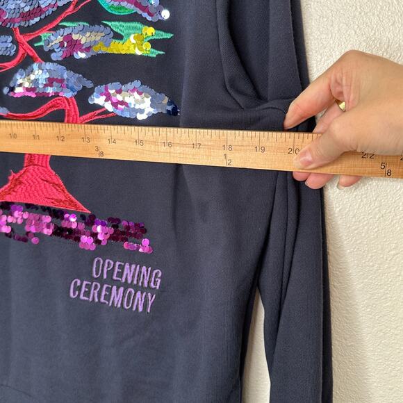 Opening Ceremony Navy Bonsai Multicolored Embroidered Long Sleeve Sweatshirt M - Picture 12 of 13